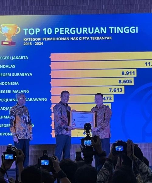 UNJ Raih Perguruan Tinggi Terbanyak dalam Kategori Permohonan Hak Cipta Tahun 2015–2024 dari DJKI Kemenkum RI